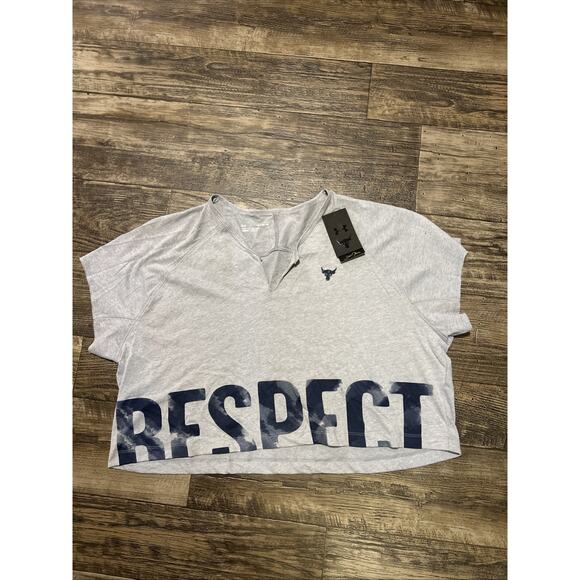 Under Armour XL Project Rock Dwayne Johson Respect Steel Cropped Academy Shirt - Picture 1 of 8